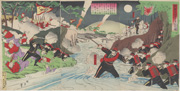 Illustration of The Sino-Japanese War, Ansong (Anjō) Crossing, Korea